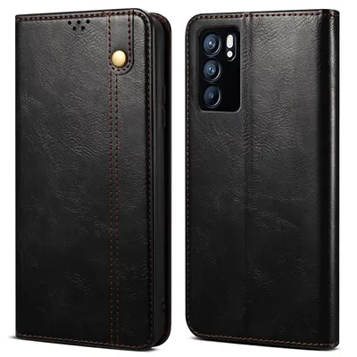 Obrázek produktu pro Pouzdro pro OPPO Reno6 Pro, kožené flip pouzdro peněženka s funkcí stojánku černé