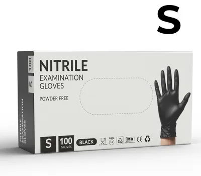 Produktbild von NITRILHANDSCHUHE PUDERFREIE HANDSCHUHE SCHWARZ BLACK 100 Stück GRÖSSE S