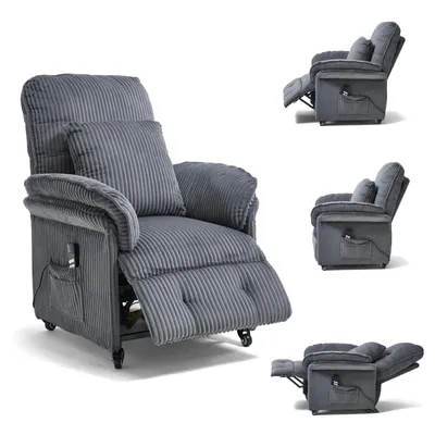 Produktbild von 2 Motoren Elektrischer Relaxsessel Braun Flockleder, TV Sessel mit Liegefunktion & Rollen, Verstellbare Rückenlehne und Fußstütze
