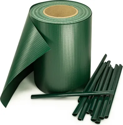 Produktbild von Sichtschutzstreifen inkl. 30 Befestigungsclips Zaunblende 35 m Rolle 19 cm PVC Zaunfolie Windschutz Doppelstabmatten  , Farbe:Grün;Länge:35m