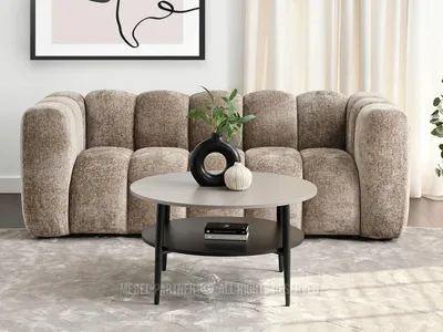 Produktbild von Runder Couchtisch TODOR - beige / schwarz
