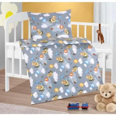 Zdjęcie produktu dla Bawełniana pościel dziecięca  – szara – 100 x 135, 45 x 60