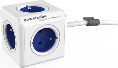 Produktbild von allocacoc PowerCube Extended USB inkl. 1,5 m Kabel blau Type F