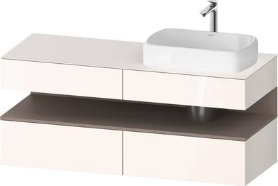 Produktbild von Duravit Qatego Konsolenwaschtischunterbau, 2 Auszüge, 2 Schubkästen, Ausschnitt rechts, 1400x550x600mm, Nische Basalt Matt, QA4766043220010