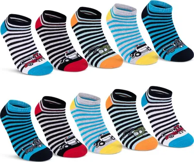 Produktbild von 10 Paar Kinder Sneaker Socken Jungen Baumwolle Kindersocken 56566 - Farbmix 35-38