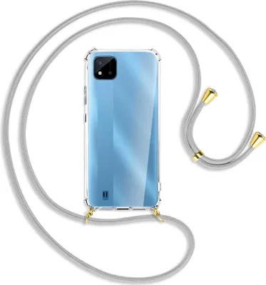 Produktbild von Handykette Backcover-Schutzhülle mit Band (Metall goldfarben) für Realme C11 2021 / C20 / C20A - silbergrau