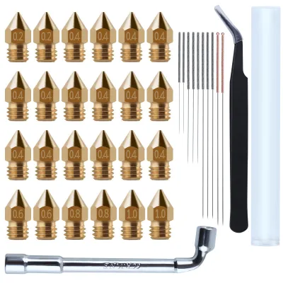 24-teiliges MK8 Messingdüsen-Set 0,2–1,0 mm für 3D-Drucker