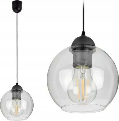 Produktbild von Pendelleuchte mit 1 Glasschirm in Schwarz, Transparent, 1x E27