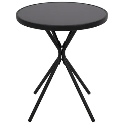 Produktbild von DEGAMO Bistrotisch Balkontisch MILANO 60cm rund, Metall anthrazit + Glas schwarz