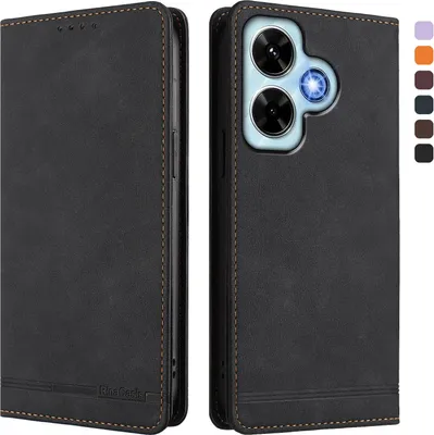 Obrázek produktu pro Pouzdro pro Xiaomi Redmi Note 13 4G, retroPolyuretankožené flip pouzdro s stojánkem a přihrádkami na karty Černý