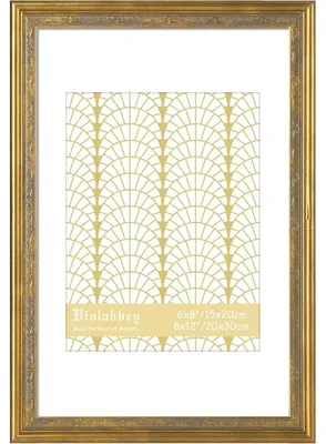 Immagine prodotto di Cornice per foto da 20x30 cm con passepartout per foto da 15x20 cm, finitura oro opaco