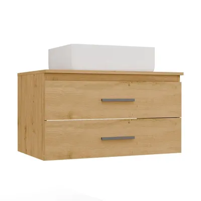 Zdjęcie produktu dla Szafka z Umywalką NEL 80 Łazienkowa DĄB ARTISAN Wisząca 2 Szuflady 80x50x58,5 Cm