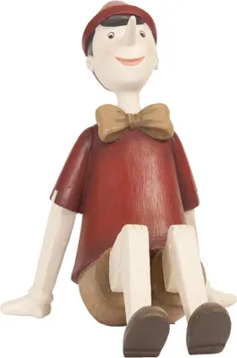 Image de Clayre & Eef Figurine Pinocchio 15x11x14 cm Rouge Beige Plastique