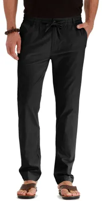 Produktbild von Leinenhose Herren – Freizeit-Hose – Elastischer Bund – Verstellbarer Kordelzug – Zwei Seitentaschen – Bequeme Passform