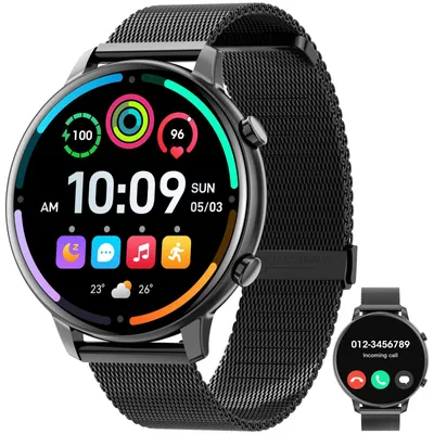 Produktbild von Smartwatch Damen Herren Touchscreen Smart Watch mit Bluetooth Anrufe Uhr Damen Herren mit 140+ Sportmodi SpO2 Pulsuhr Schlafmonitor Armbanduhr für iOS