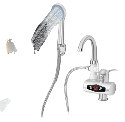Produktbild von Sofort-Wasserhahn mit LCD-Bildschirm und Handbrause, Anti-Verbrühschutzsystem, 3000W Nennleistung, Wasserdichtheitsstufe IPX4