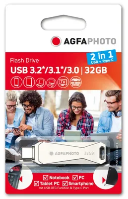 Produktbild von AgfaPhoto USB 3.0 2in1 32GB USB-TypeC
