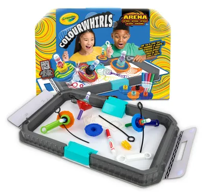 Imagen del producto de Caja de juegos creativa Crayola ColourWhirls Arena, con 4 giroscopios y rotuladores