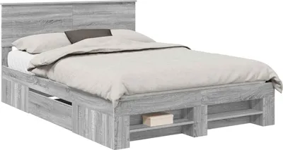 Obrázek produktu pro Rám postele vidaXL s čelem, barva sonoma, rozměry 140 x 200 cm, materiál: dřevovláknitá deska