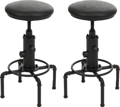 Produktbild von 2er-Set Barhocker MCW-N23, Barstuhl Tresenhocker höhenverstellbar drehbar Industrial Metall Kunstleder  schwarz