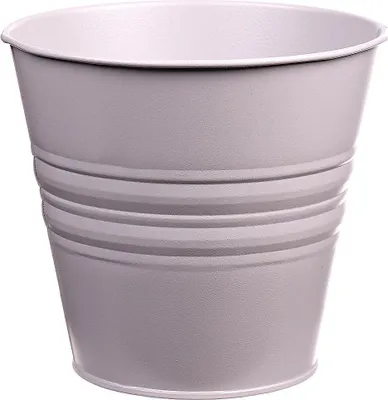 Produktbild von INNA-Glas Runder Zinktopf MICOLATO mit Rillen, Taupe, 12 cm, Ø 13,5 cm - Zink Übertopf/Deko Topf
