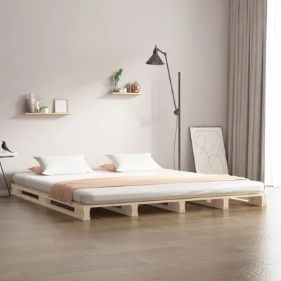 Produktbild von The Living Store Palettenbett 120x190 cm Massivholz Kiefer