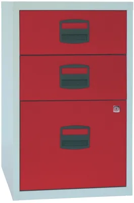 Produktbild von Hängeregistraturschrank 3 Schübe lichtgrau/kardinalrot