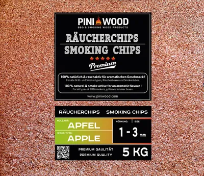 Image de PINI 5 kg de chips de fumage pomme 1-3 mm Smoking Chips copeaux de fumage 18 litres