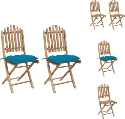 Produktbild von vidaXL Klappbare Gartenstühle 2 Stk. mit Kissen Bambus -  Gartenstühle