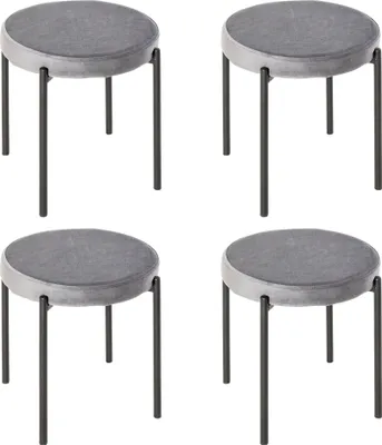 Produktbild von HOMCOM 4er-Set Esszimmerhocker Stapelhocker Küchenhocker Barhocker Velvet-Touch modern Küche Esszimmer Polyester Stahl Grau 41,5 x 41,5 x 46 cm