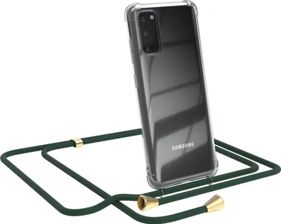Produktbild von EAZY CASE Handykette kompatibel mit Samsung Galaxy S20, Handyhülle mit Umhängeband, Handykordel, Schutzhülle Clear, Band in Grün