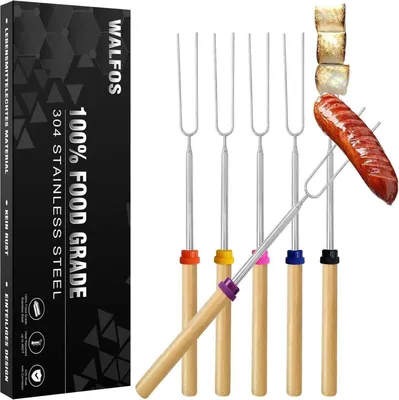 Immagine prodotto di Set di spiedini telescopici per barbecue Walfos in acciaio inox per marshmallow 6 pezzi
