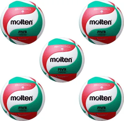 Produktbild von Molten V5M5000-DE Volleyball Wettspielball weiß grün rot Gr 5 5er Paket