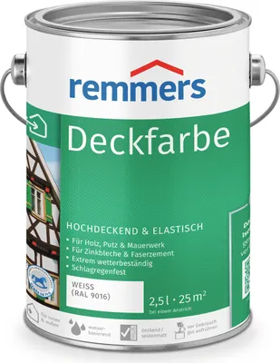 Produktbild von Remmers Deckfarbe weiß (RAL 9016) 2,5 l, Holzlack