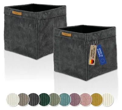 Produktbild von Kallax Boxen Cord 2er Set grau, Aufbewahrungsbox faltbar 33x33x31cm