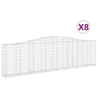 Produktbild von Gabionen mit Hochbogen 8 Stk. 400x30x100/120cm Verzinktes Eisen