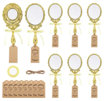 Produktbild von Set von 8 Vintage Handspiegeln mit Satinbändern