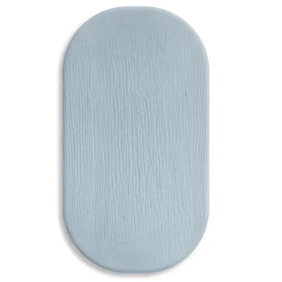 Produktbild von DOLCE SONNO Musselin Spannbettlaken 75x35 cm – 100% Baumwolle – für Moseskorb, Beistellbett & Wiege – Ovale Babybettwäsche mit Gummizug