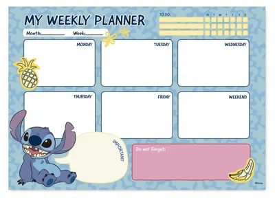 Obrázok produktu pre a4 týždenný plánovač blok disney stitch tropical
