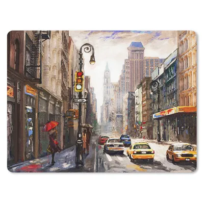 Produktbild von MuchoWow® Mauspad Mousepad Gemälde - Stadt - Auto - Öl 40x30 cm - Mousepads - Maus Mat - Pad - Mausunterlage - Anti Rutsch