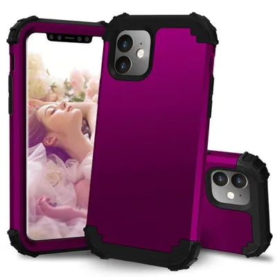 Obrázek produktu pro iPhone 11 Pouzdro, 3 v 1 Hybridní Pevný PC TPU Silikon, Odolné proti nárazům Ochranné pouzdro pro iPhone 11 Fialová