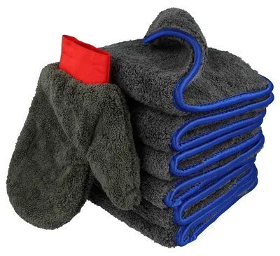 Produktbild von vhbw 4-tlg. Reinigungsset für Auto, Motorrad - 3x 1200 GSM Mikrofasertuch, 1x Waschhandschuh