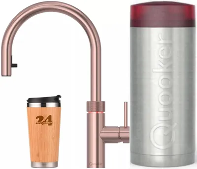 Immagine prodotto di "QUOOKER Flex COMBI+ B bocca estraibile rame rose' PVD & miscelatore 100°C (22+XRCO)" Miscelatore per lavello con funzione acqua bollente 100°C Incl. tazza termica