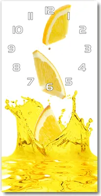 Produktbild von Wanduhr aus Glas – 30x60 cm - Glasbild - Glasuhr - Gehärtetes Glas -Zitronensaft