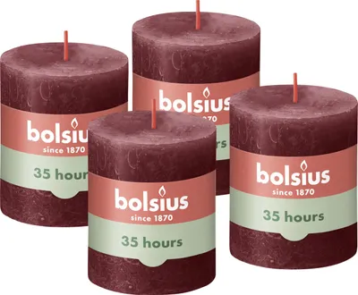 Produktbild von Bolsius Rustik Stumpenkerzen - Taupe - 4 Stück - 8 x 7 cm - Länge Brenndauer 35