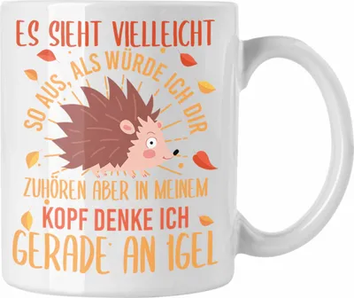Produktbild von Trendation -  Lustige Igel Grafik Tasse für Igel Liebhaber als Geschenk (Weiß)