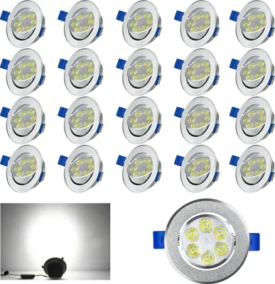 Image de UISEBRT 20X 3W LED Spot encastrable Spot de plafond Spot encastrable 230V 450lm blanc froid Encastré