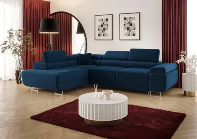 Produktbild von Ecksofa Schlafsofa Sofa MONARO Stoff Poso Blau Ottomane Links