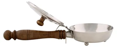 Produktbild von Räucherpfanne Vellore mit Holzgriff und Deckel, silbern vernickelt, L: 23 cm, H: 6 cm Ø 10 cm