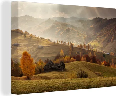 Produktbild von OneMillionCanvasses® - Leinwandbilder - 140x90 cm, Herbstlandschaft in Siebenbürgen, Wandbilder Kunstdruck Wanddekoration